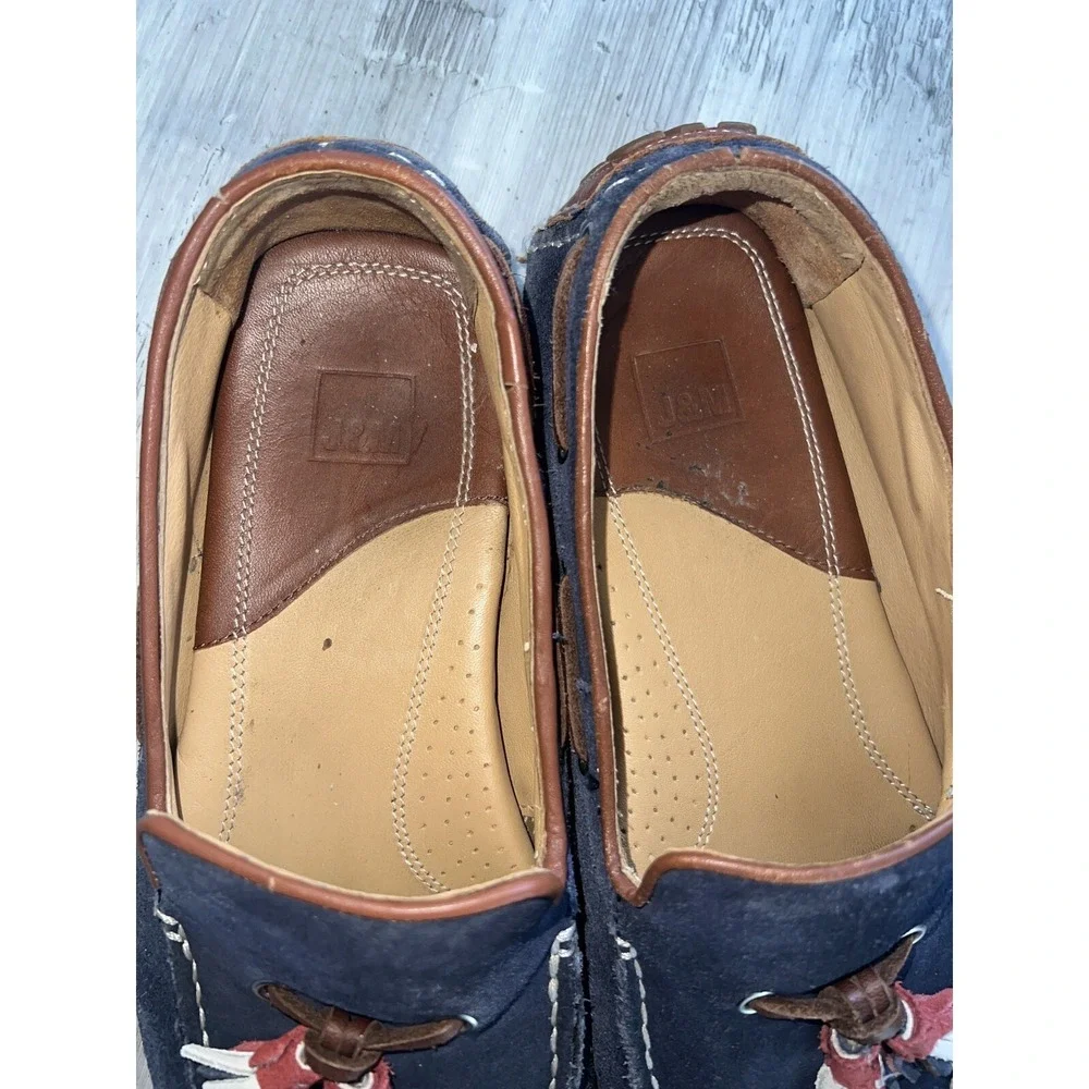 250239 TASSEL MEN'S SHOES 11 M Blue Suede JOHNSTON & MURPHY Red White Tassel VTG